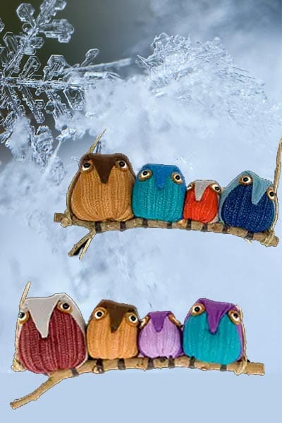 Marquet Gift group of 4 Family of Owl Ornaments