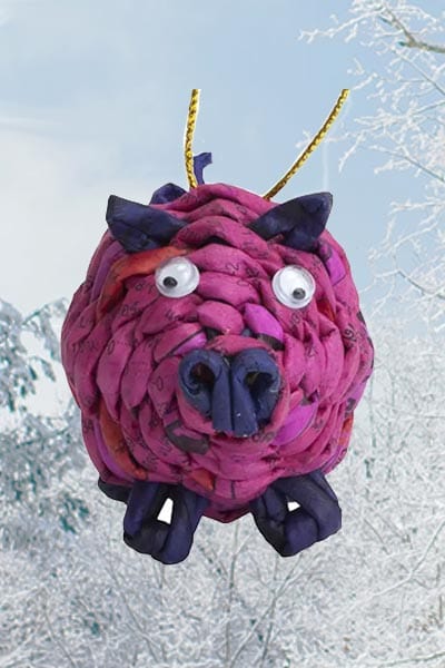 Marquet Gift Pink Recycled Paper Ornament - Pig