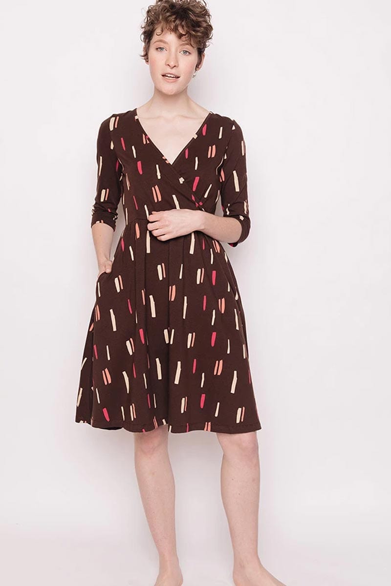 Mata Traders Women&#39;s Dress Brown / S Organic Cotton Jersey Wrap Dress - Callie