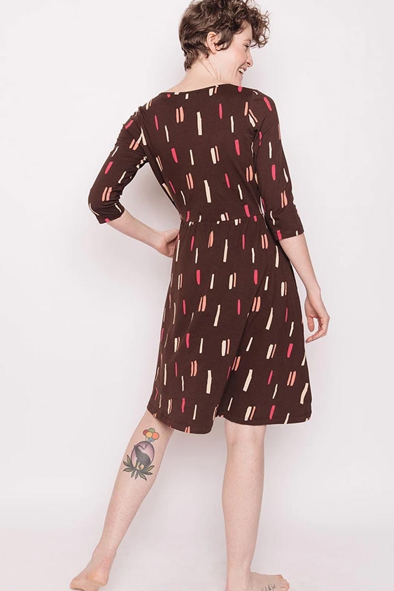 Mata Traders Women's Dress Brown / S Organic Cotton Jersey Wrap Dress - Callie
