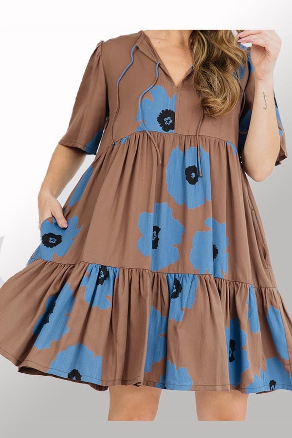Woven Cotton Dress - half sleeve