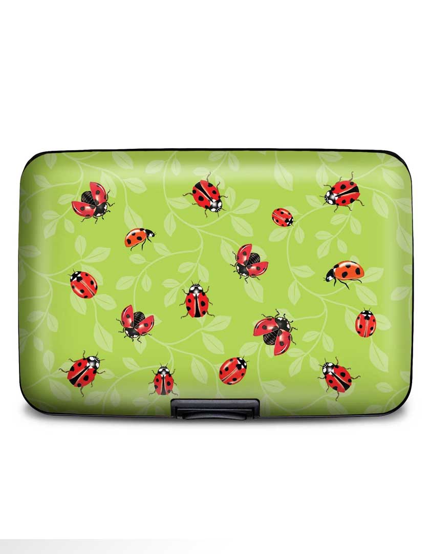 Monarque bag Armored Wallet -snap close Set of Crossbody Vegan Purse, Wallets with RFID protection - Ladybugs