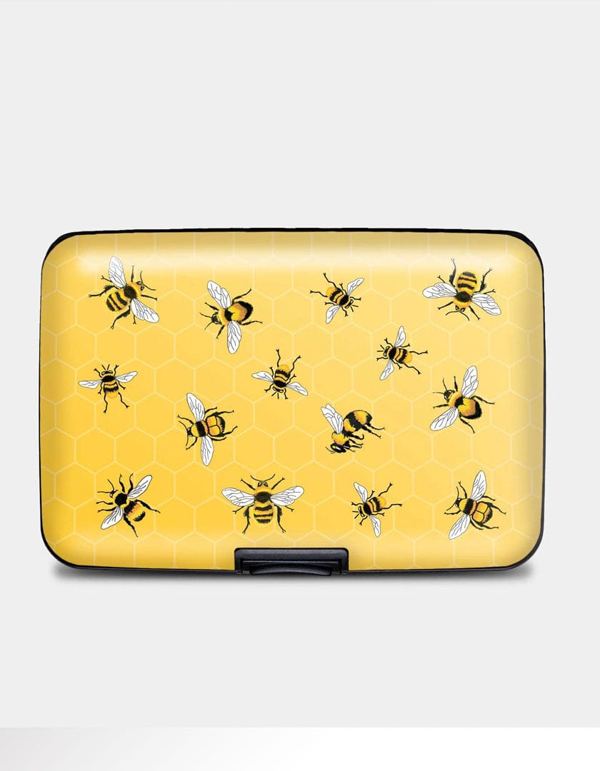 Monarque bag Yellow / Armored Wallet -snap close Set of Crossbody Vegan Purse, Wallets with RFID protection - Spring Bees