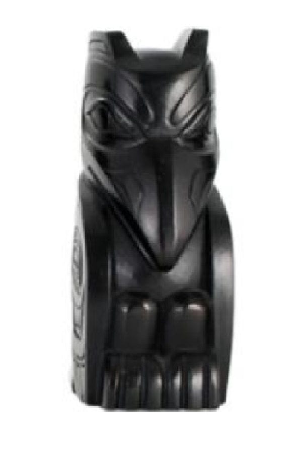 Panabo sculpture black / 3" Raven Queen- First Nations Art