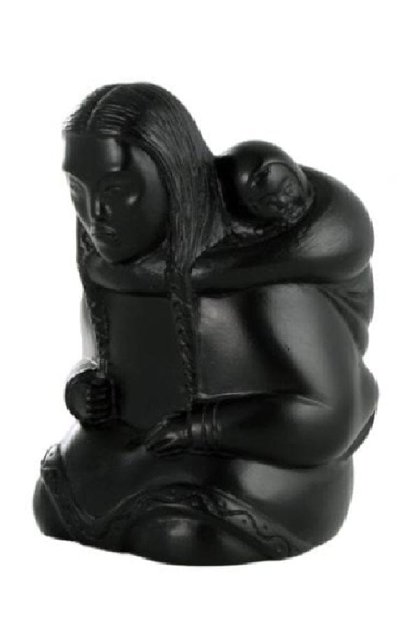 Panabo sculpture black / 4x2 Mother and Child- First Nations Art
