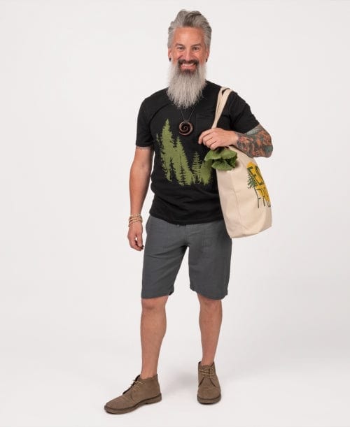 Soul Flower Men&#39;s Short Sleeve Top Men&#39;s Organic Cotton T-shirt - Pine Forest