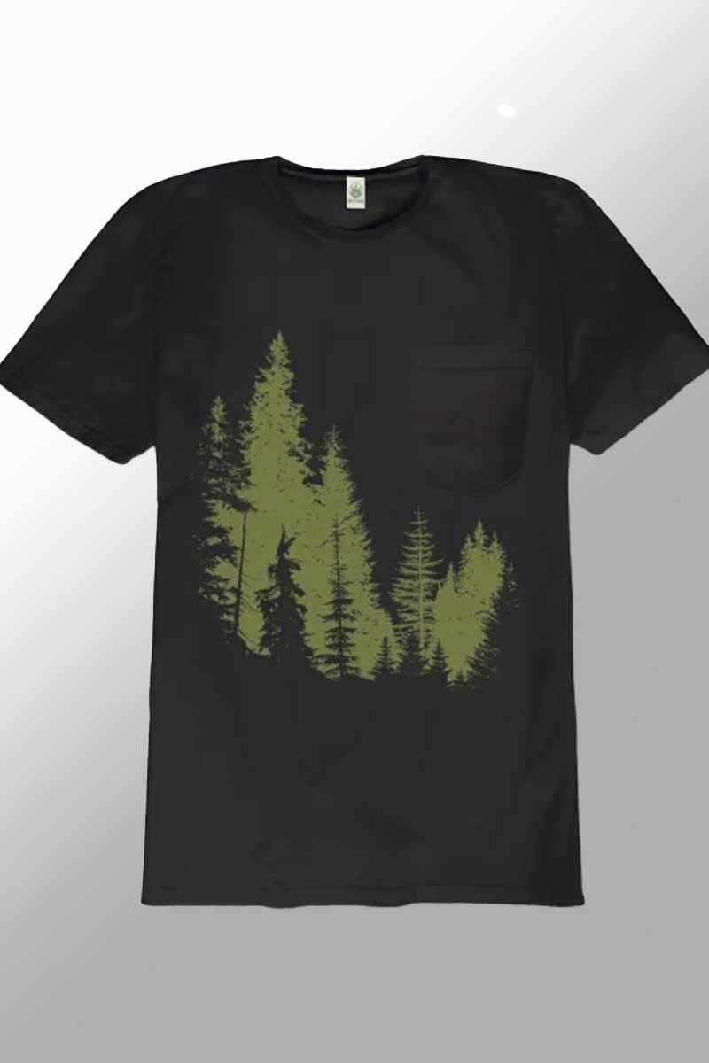 Soul Flower Men's Short Sleeve Top Men's Organic Cotton T-shirt - Pine Forest