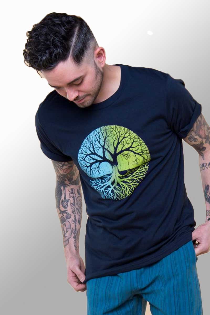 Soul Flower Men's Short Sleeve Top Men's Organic Cotton Tee - Tree Of Life
