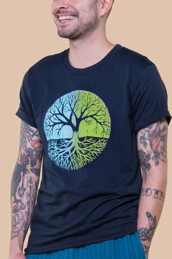 Soul Flower Men's Short Sleeve Top Men's Organic Cotton Tee - Tree Of Life