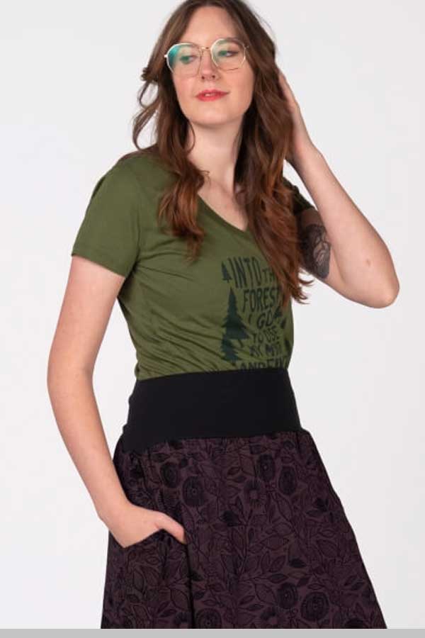 Soul Flower Women's Short Sleeve Top Eco Friendly V-neck Tshirt - Into The Forest