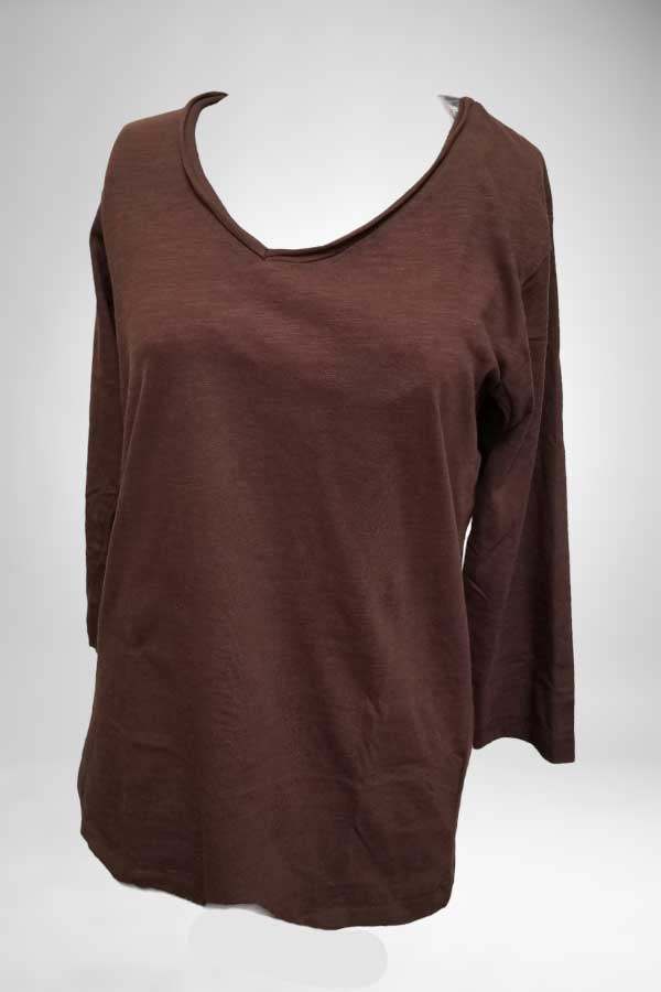 SoyaConcept Women&#39;s Long Sleeve Top Coffee Bean / S Organic Cotton T-shirt - Long Sleeve Babette