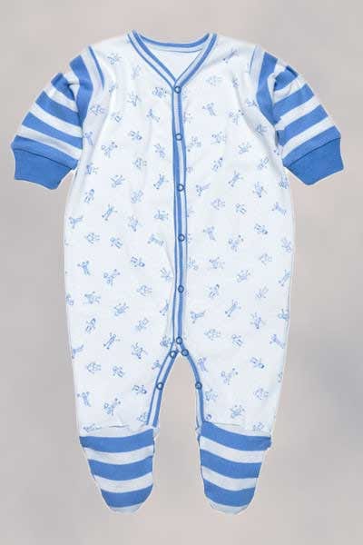 Organic Footie, Boy or Girl People Print - 3 to 6 mo. - Natural Clothing Company