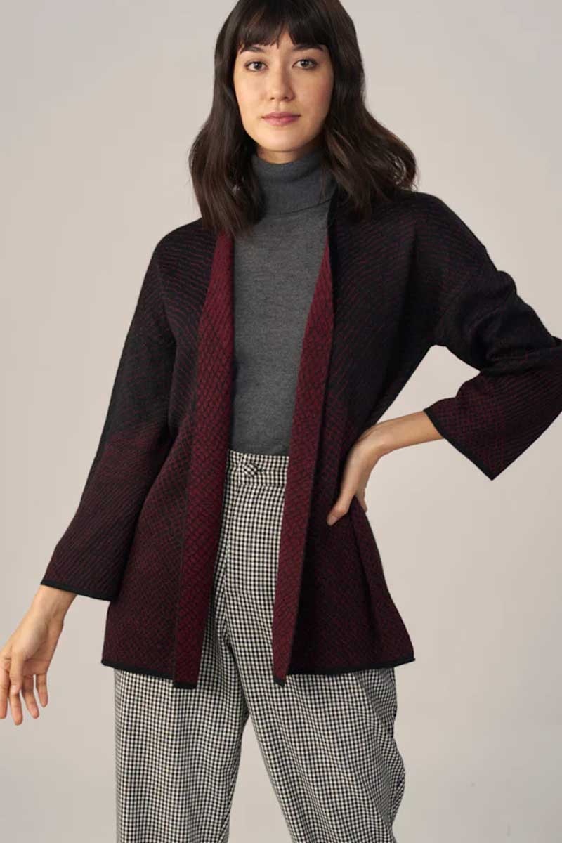 Wuaman Women's Sweater Alpaca Reversible Kimono Jacket - open